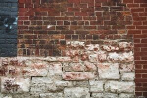 Cracked brick and mortar joints on a residential home in New Jersey caused by freeze-thaw damage